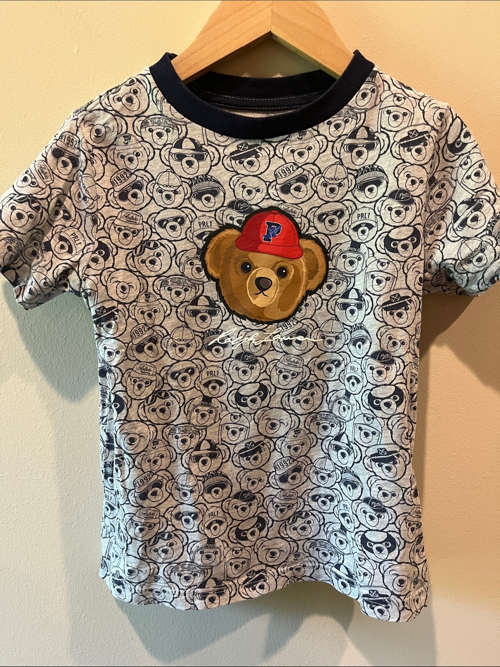 Kids Bear Graphic Tee - Navy & White